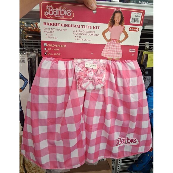 NEW! Girls Barbie Gingham Tutu Dress Up Kit/ Halloween Costume, Size Large - Picture 1 of 7